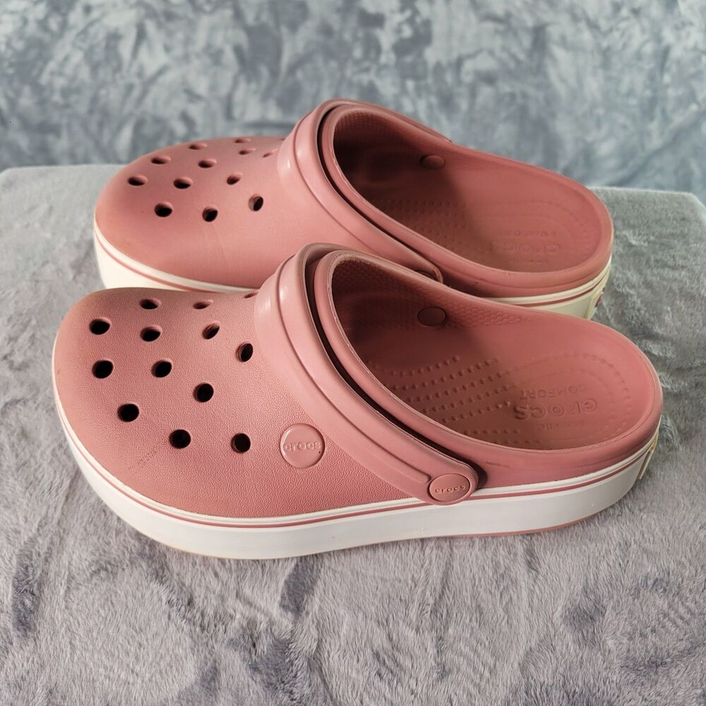 Crocs Crocband Platform Clog Womens 6  Pink Waterproof Rubber Shoes